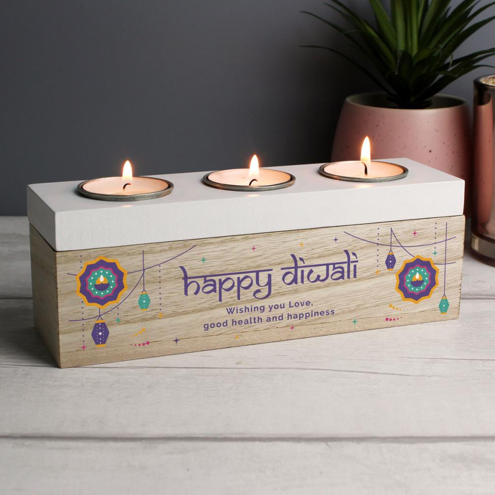 Personalised Diwali Triple Tea Light Box Extra Image 2